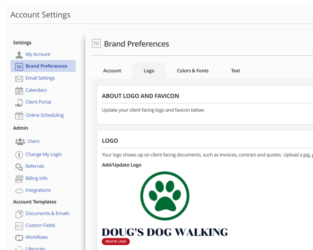 Add your logo in 17hats to display to your clients.