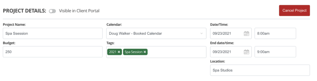 Change the Projects visibility in the Client Portal from the Project Details settings.